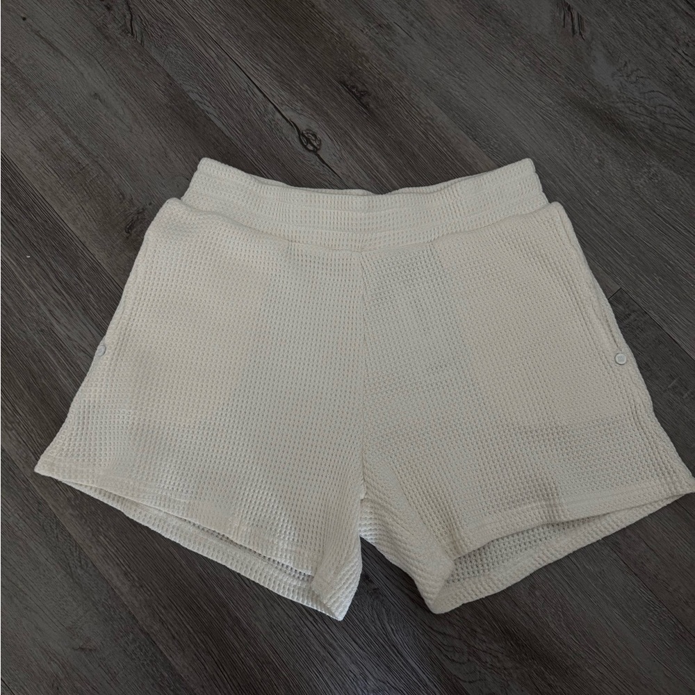 We The Norwegians Cream Waffle Knit High Waist Shorts
